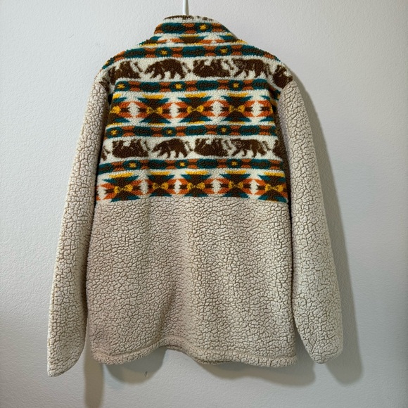 Simply Southern Quarter Zip Sherpa Cream Pullover Bear Southwest Print - Picture 6 of 9